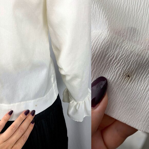 Vintage 60s ruffle dandy mod ivory button-up blouse small medium - Picture 6 of 6